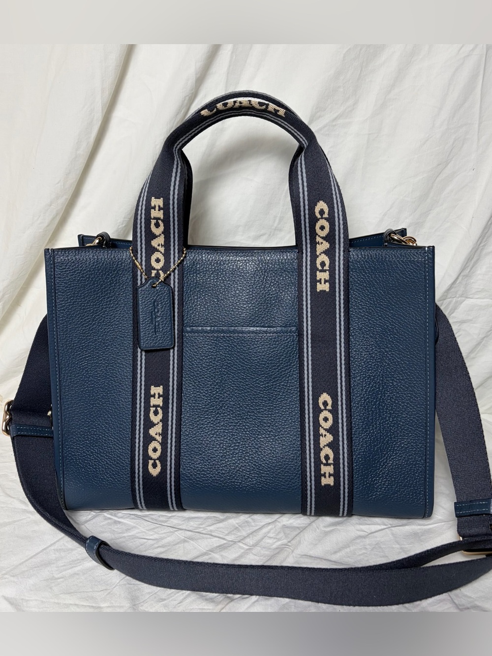 Coach Smith Tote Blue Pebbled Leather Logo Strap - CBM10 - Picture 3 of 10